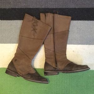 Brown Leather Knee High Boots Size 38